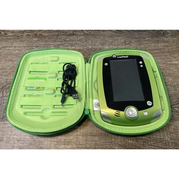 Green LeapPad 2, Game, Cable, Camera Kids Learning Tablet Leapfrog Bundle - Picture 14 of 14